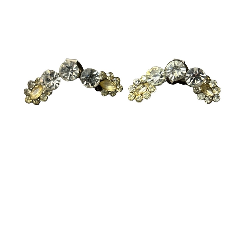 Vintage Romance 1950’s Art Deco Crescent Shaped Rhinestone Grannycore Shoe Clips
